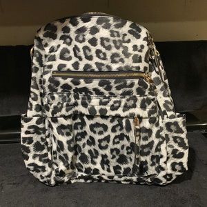 Mackenzie Backpack/Purse - White & Black Leopard